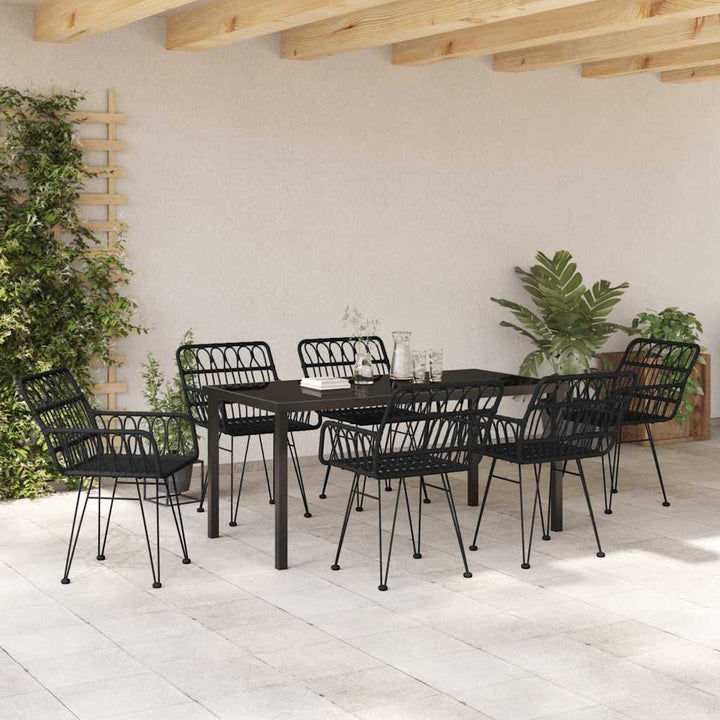 Have Spisebordssæt 7 pcs Sort Poly rattan