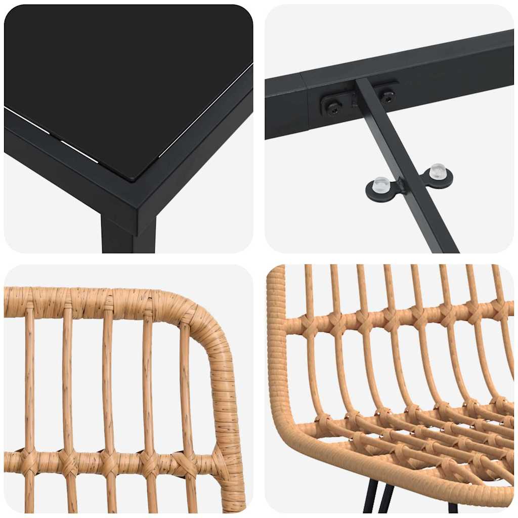 Have Spisebordssæt 3 pcs Brun Poly rattan
