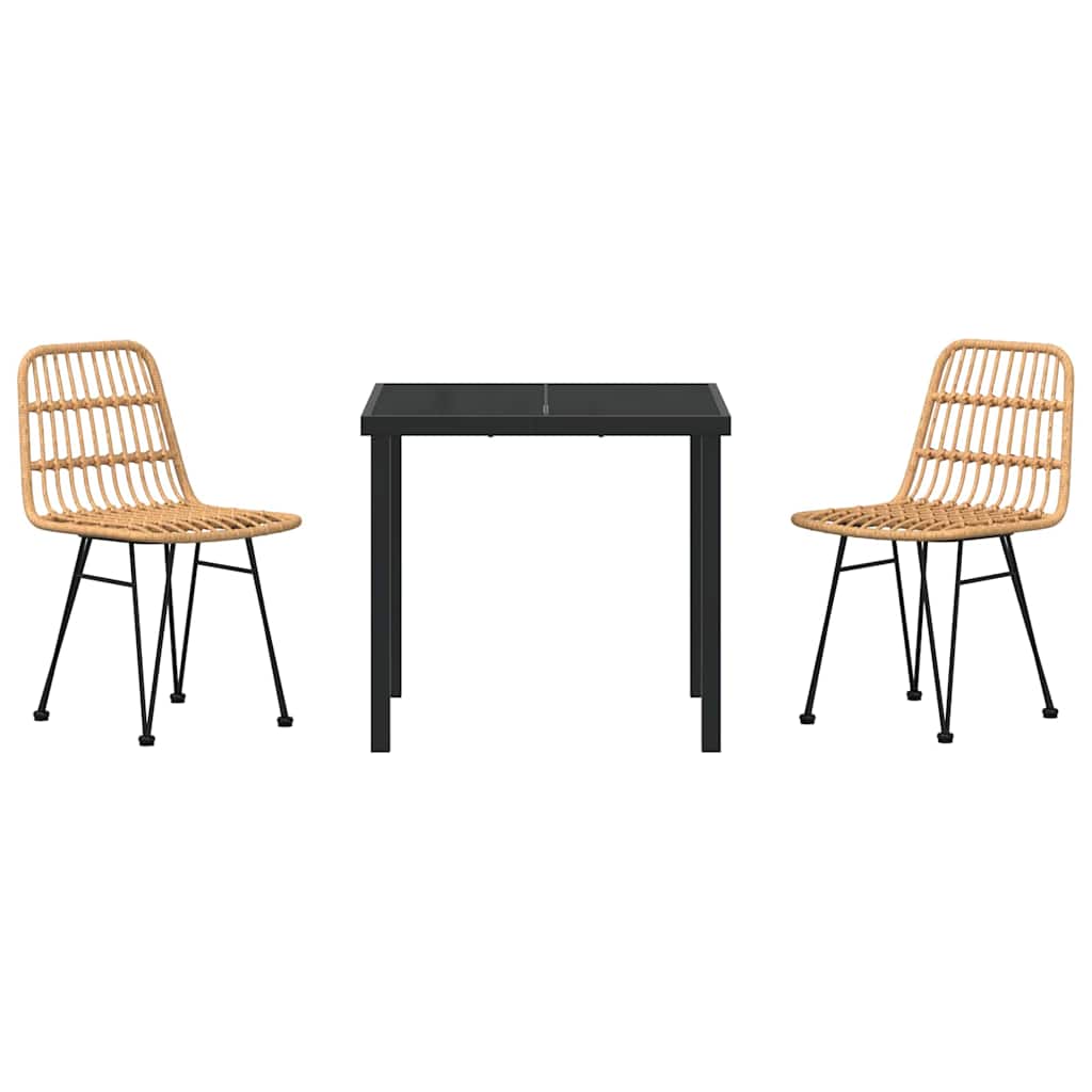 Have Spisebordssæt 3 pcs Brun Poly rattan