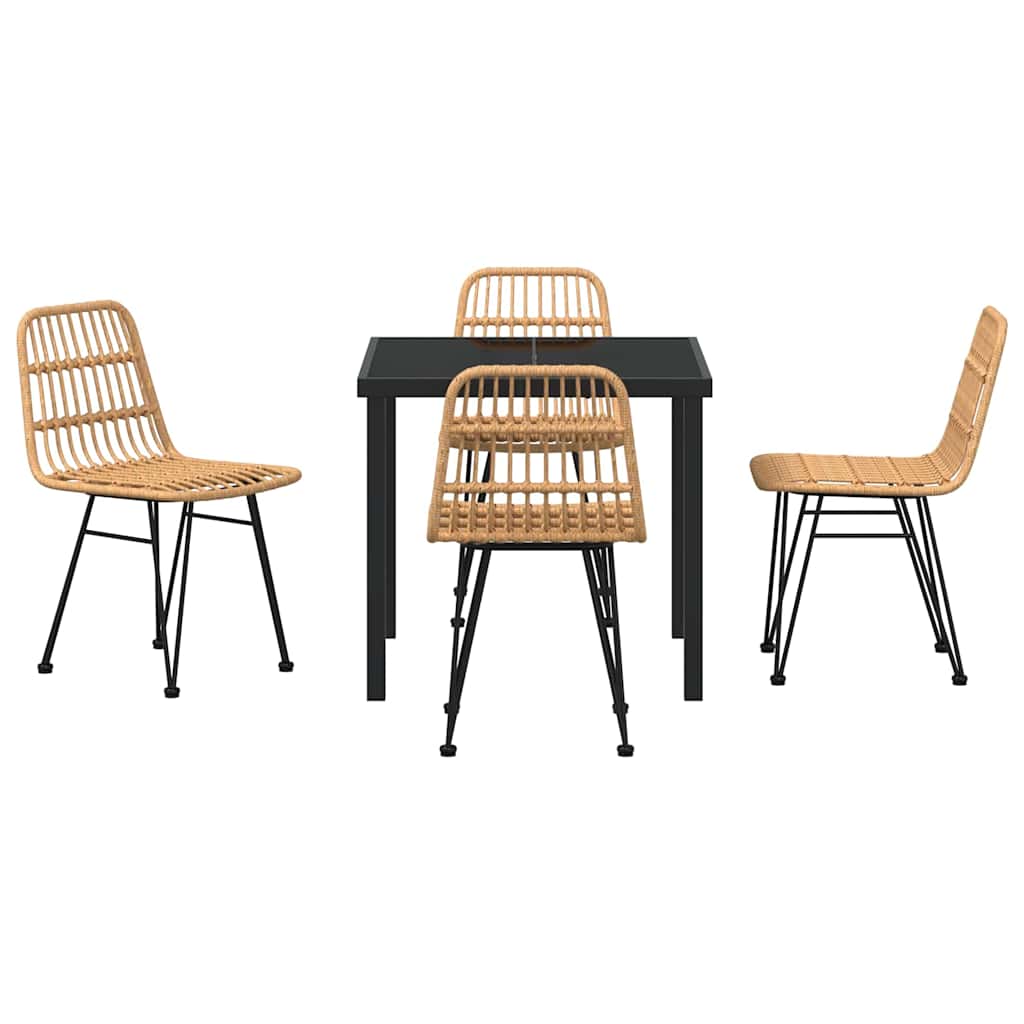 Have Spisebordssæt 5 pcs Brun Poly rattan