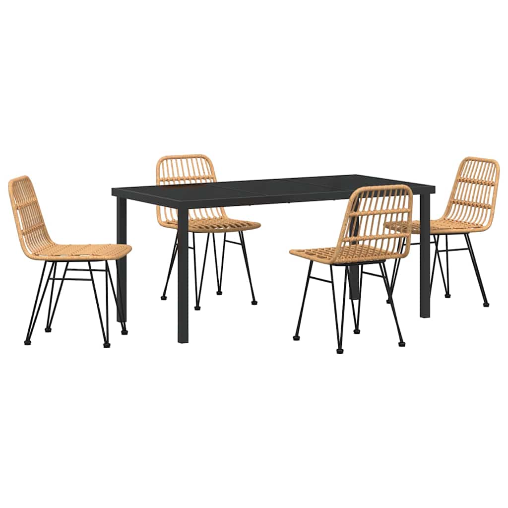 Have Spisebordssæt 5 pcs Brun Poly rattan