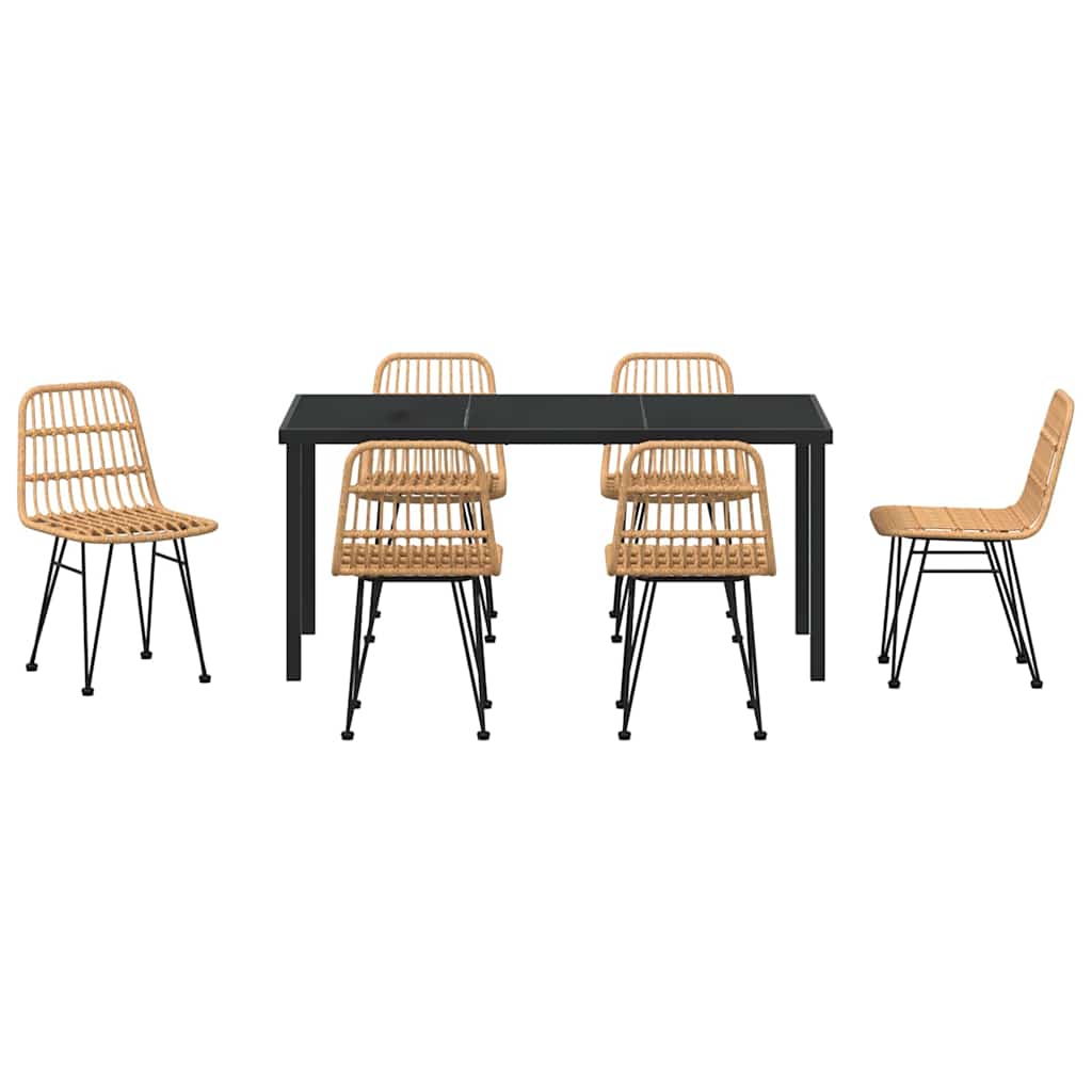 Have Spisebordssæt 7 pcs Brun Poly rattan