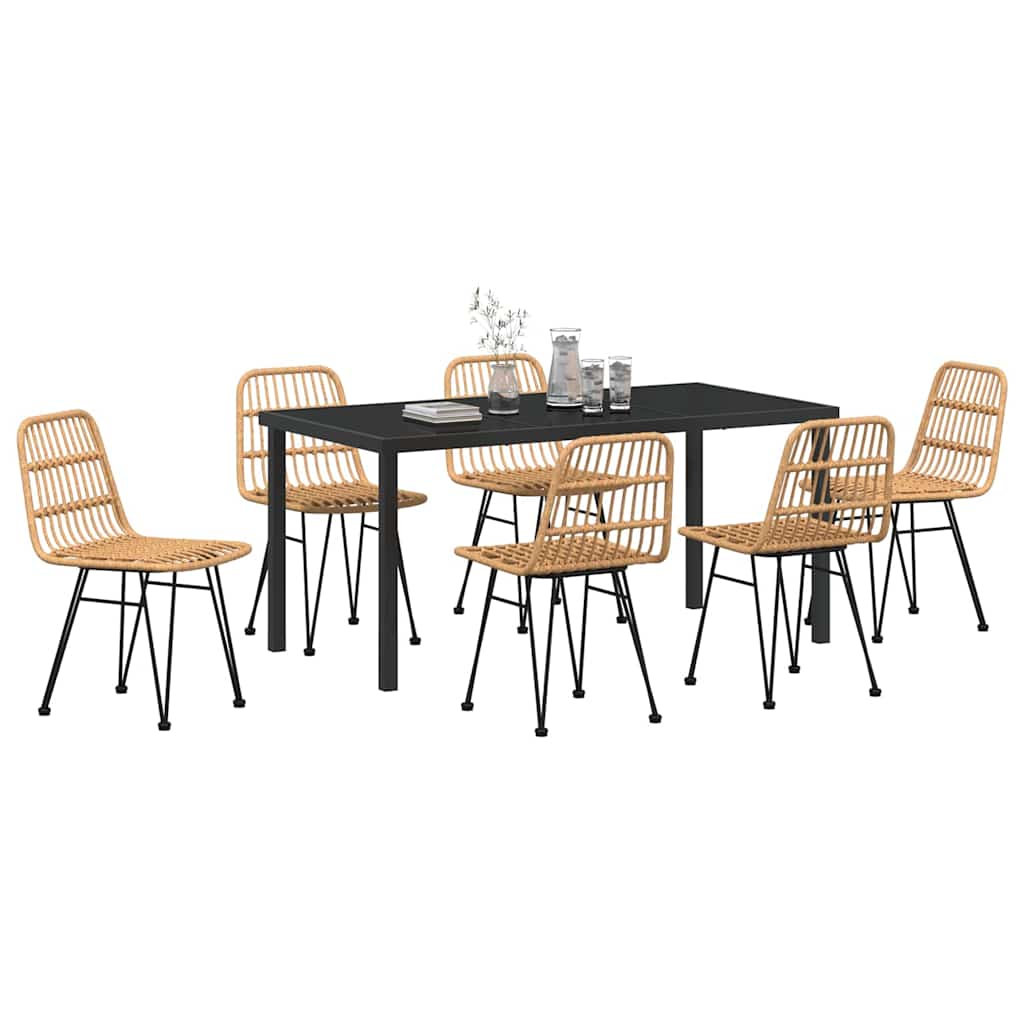 Have Spisebordssæt 7 pcs Brun Poly rattan