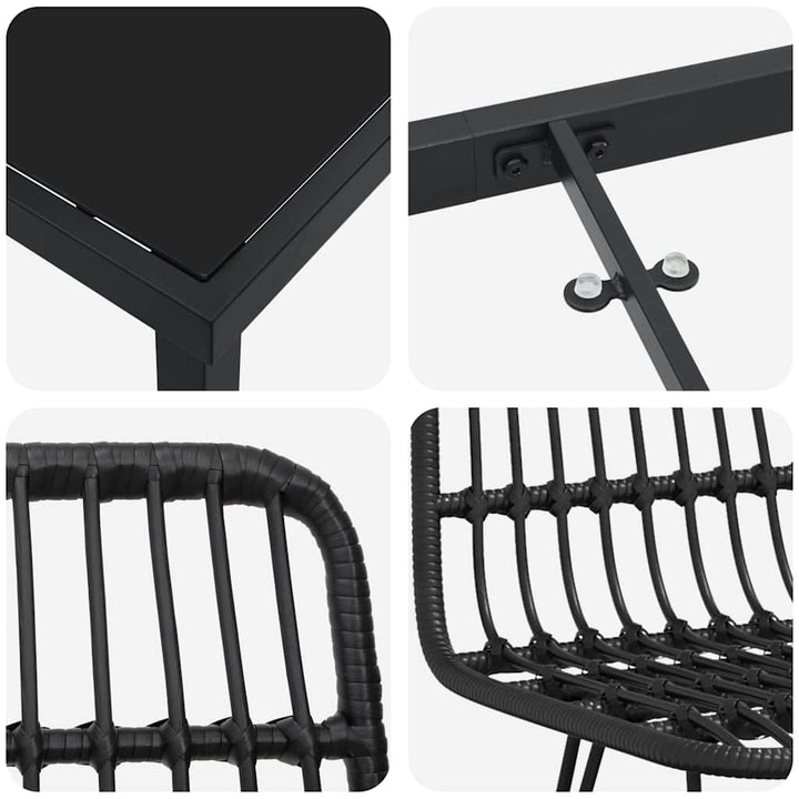 Have Spisebordssæt 3 pcs Sort Poly rattan