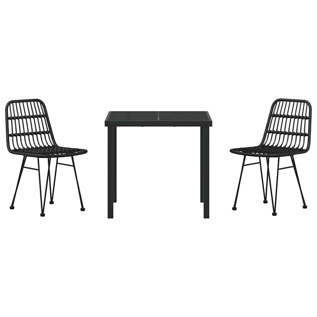 Have Spisebordssæt 3 pcs Sort Poly rattan