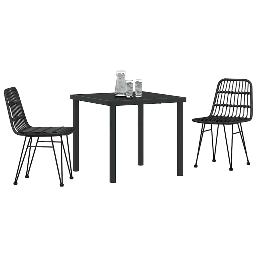 Have Spisebordssæt 3 pcs Sort Poly rattan