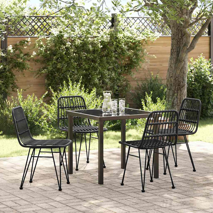 Have Spisebordssæt 5 pcs Sort Poly rattan