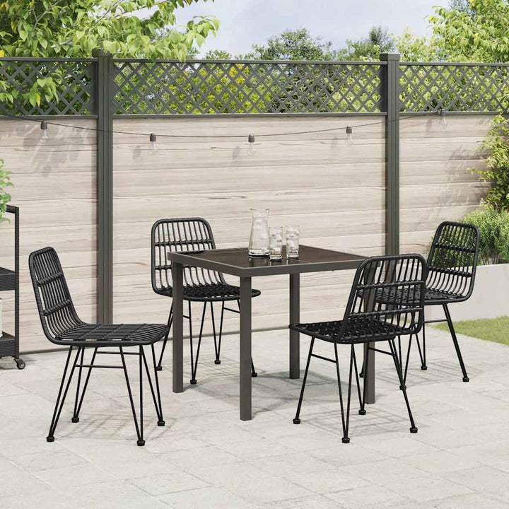 Have Spisebordssæt 5 pcs Sort Poly rattan