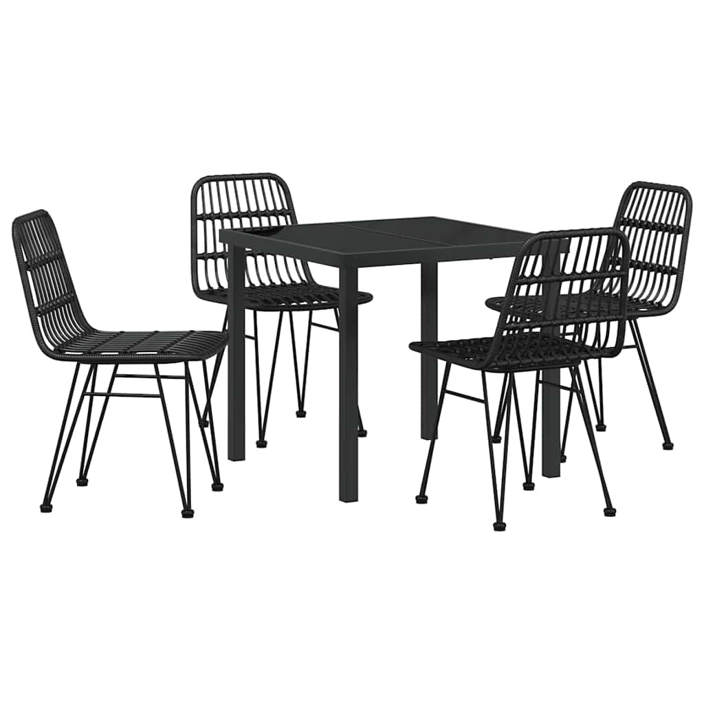 Have Spisebordssæt 5 pcs Sort Poly rattan