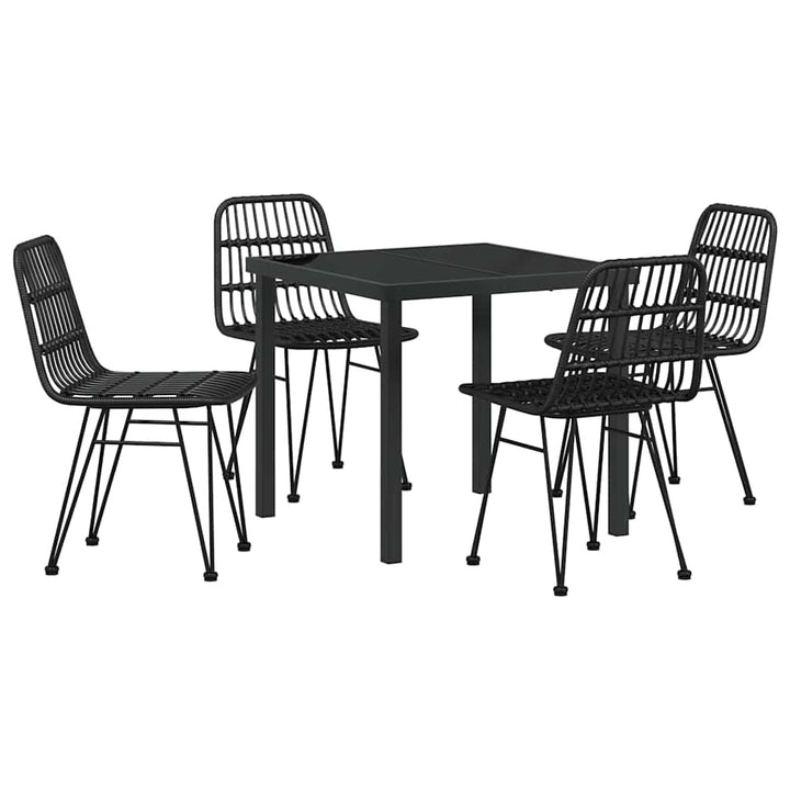 Have Spisebordssæt 5 pcs Sort Poly rattan