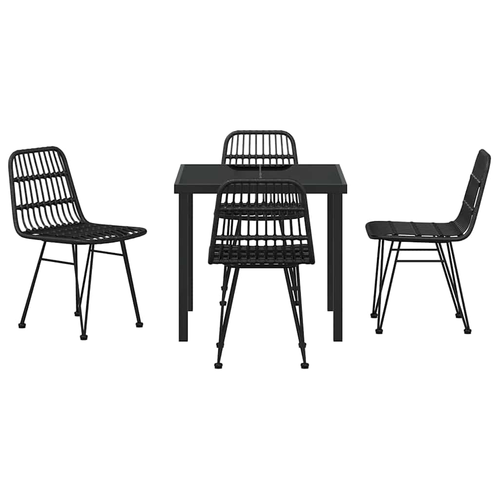 Have Spisebordssæt 5 pcs Sort Poly rattan