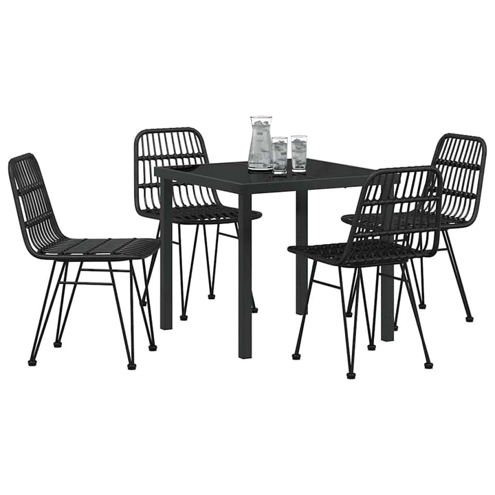 Have Spisebordssæt 5 pcs Sort Poly rattan
