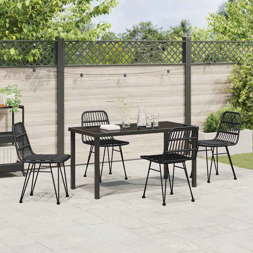 Have Spisebordssæt 5 pcs Sort Poly rattan