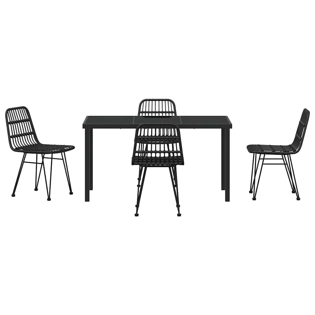 Have Spisebordssæt 5 pcs Sort Poly rattan