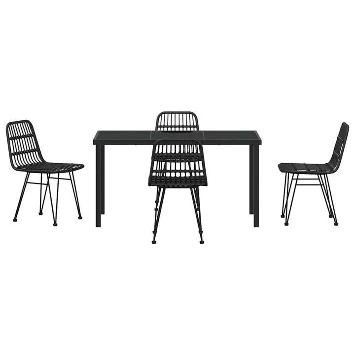 Have Spisebordssæt 5 pcs Sort Poly rattan
