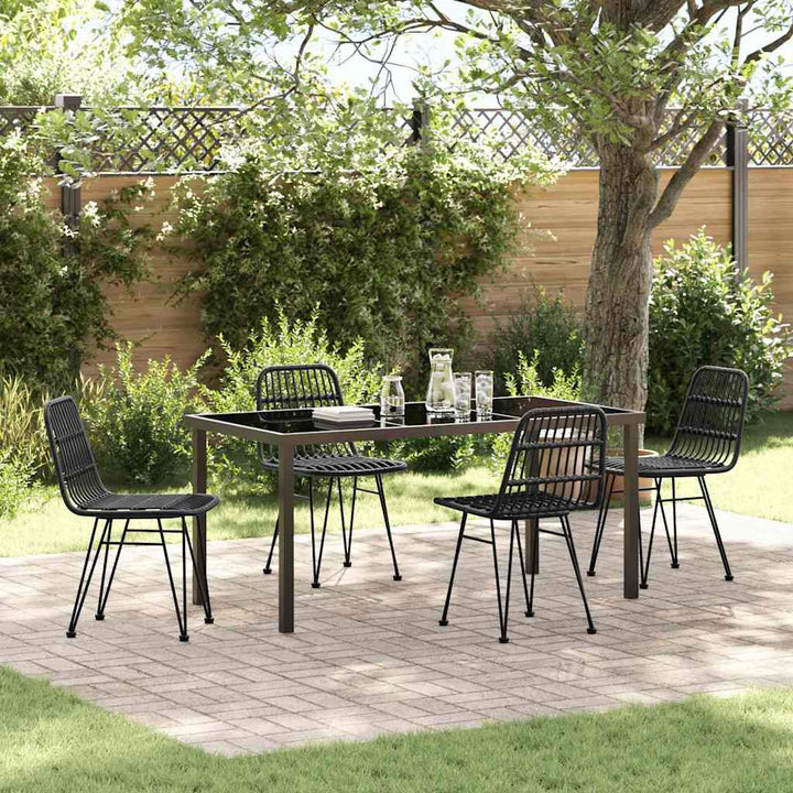 Have Spisebordssæt 5 pcs Sort Poly rattan