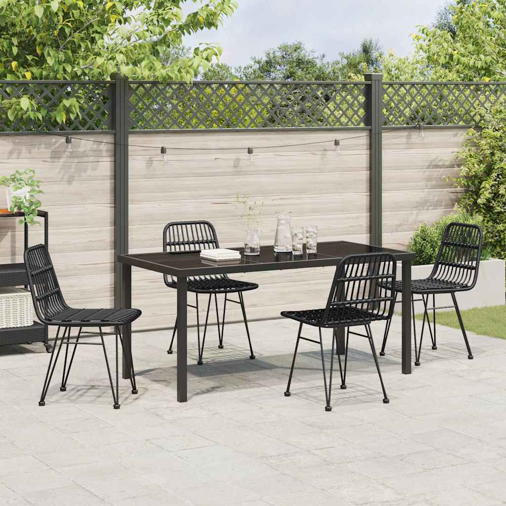 Have Spisebordssæt 5 pcs Sort Poly rattan