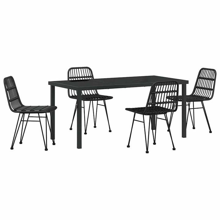 Have Spisebordssæt 5 pcs Sort Poly rattan