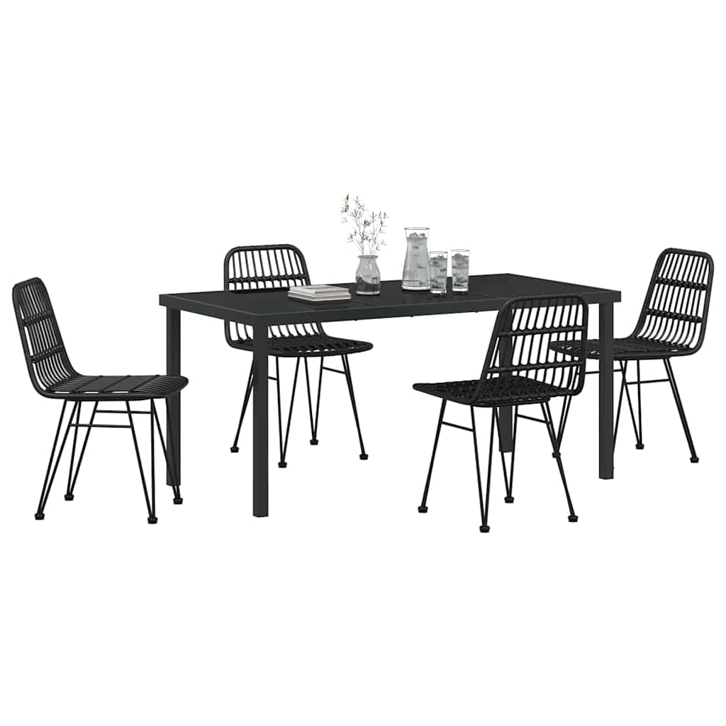 Have Spisebordssæt 5 pcs Sort Poly rattan