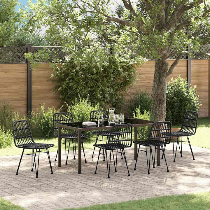 Have Spisebordssæt 7 pcs Sort Poly rattan
