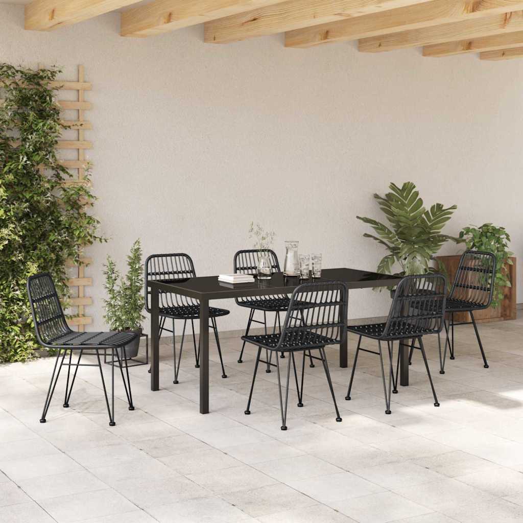 Have Spisebordssæt 7 pcs Sort Poly rattan