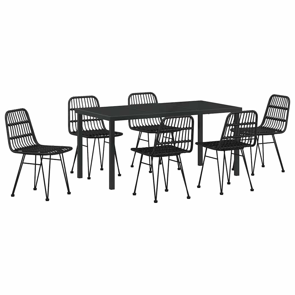 Have Spisebordssæt 7 pcs Sort Poly rattan