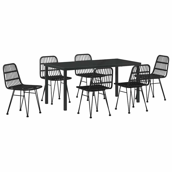 Have Spisebordssæt 7 pcs Sort Poly rattan