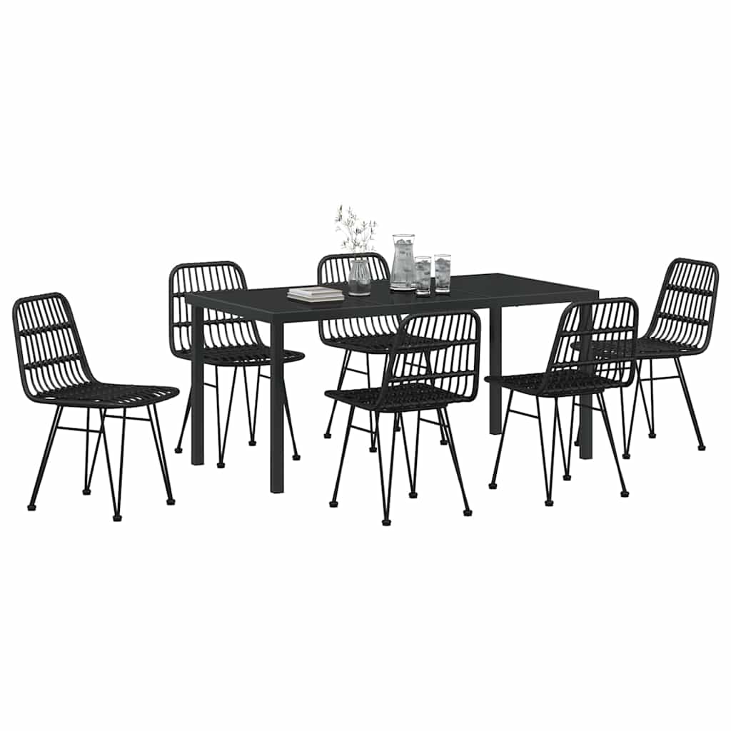 Have Spisebordssæt 7 pcs Sort Poly rattan