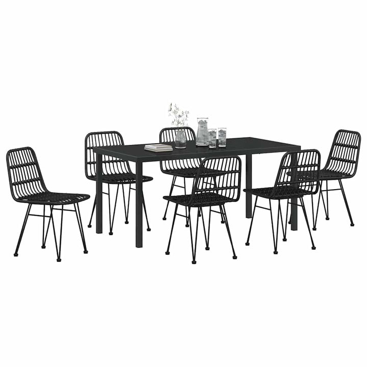 Have Spisebordssæt 7 pcs Sort Poly rattan