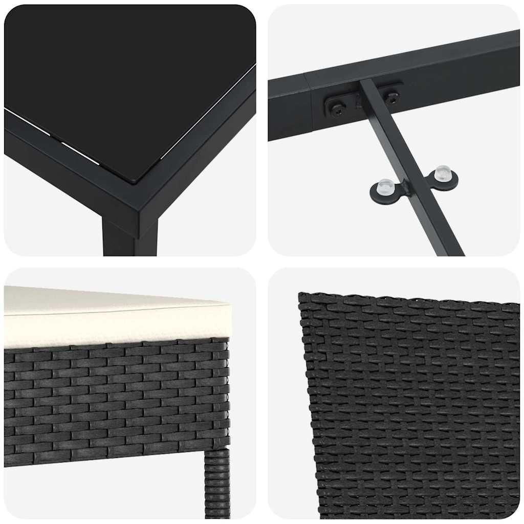 Have Spisebordssæt 3 pcs Sort Poly rattan