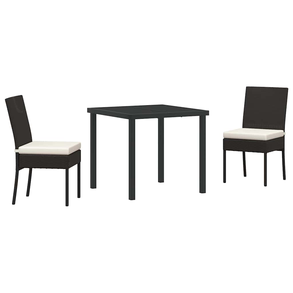 Have Spisebordssæt 3 pcs Sort Poly rattan