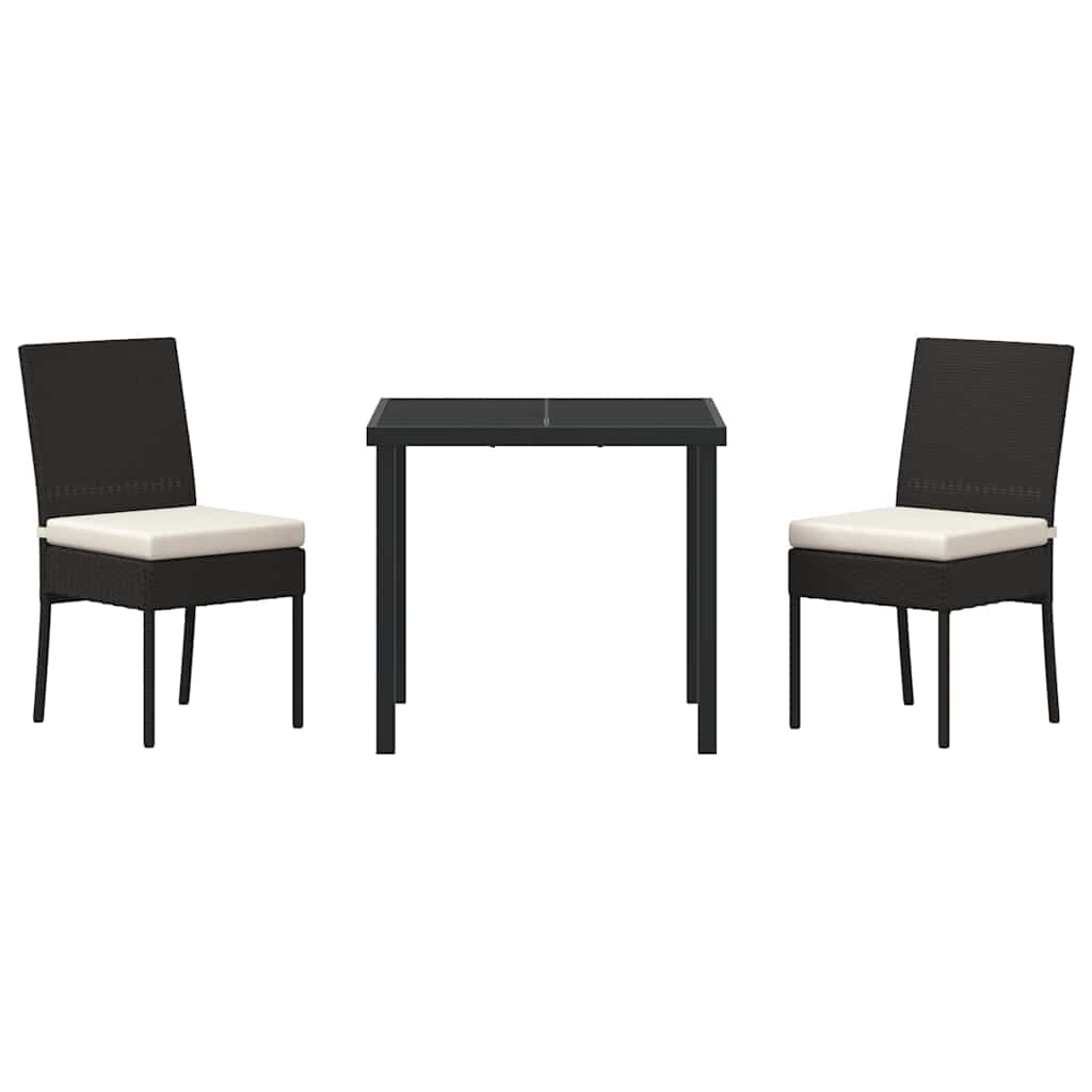 Have Spisebordssæt 3 pcs Sort Poly rattan