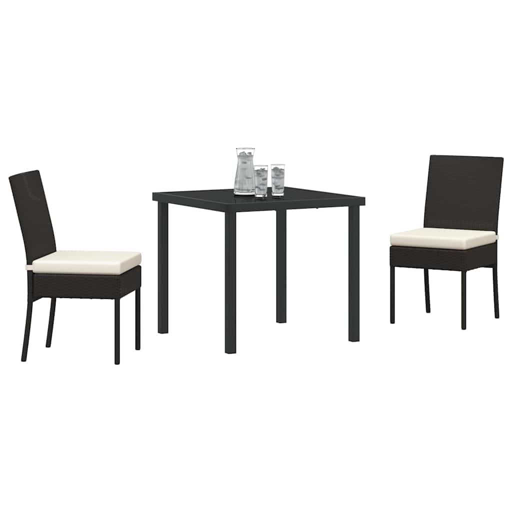 Have Spisebordssæt 3 pcs Sort Poly rattan