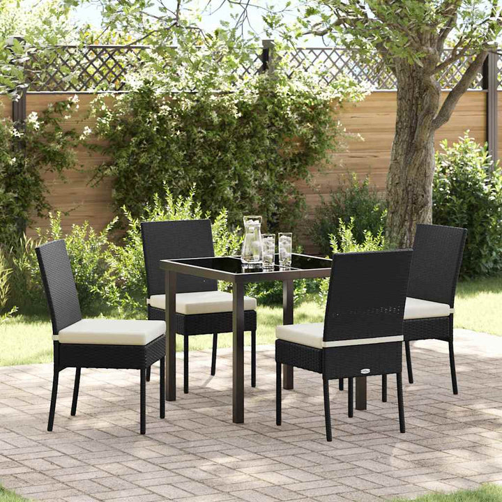 Have Spisebordssæt 5 pcs Sort Poly rattan