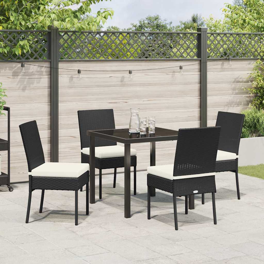 Have Spisebordssæt 5 pcs Sort Poly rattan