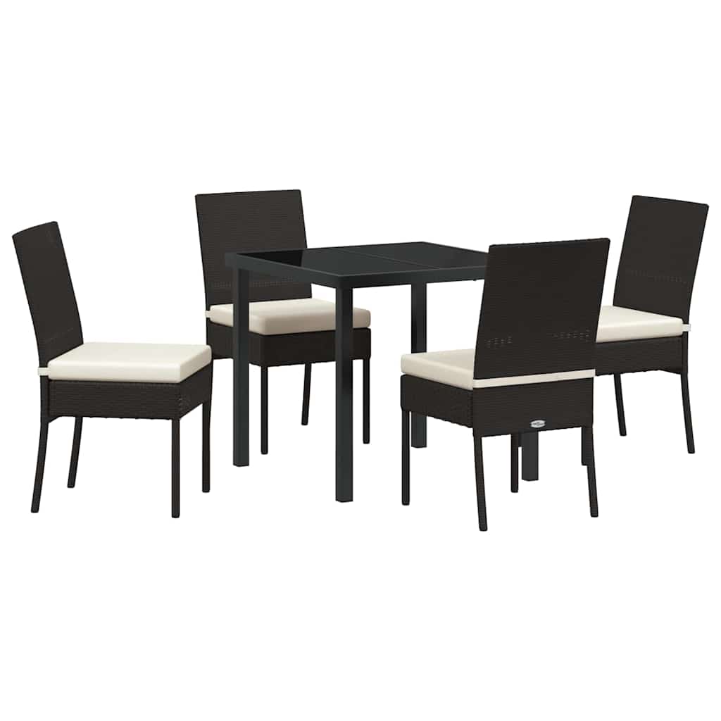 Have Spisebordssæt 5 pcs Sort Poly rattan