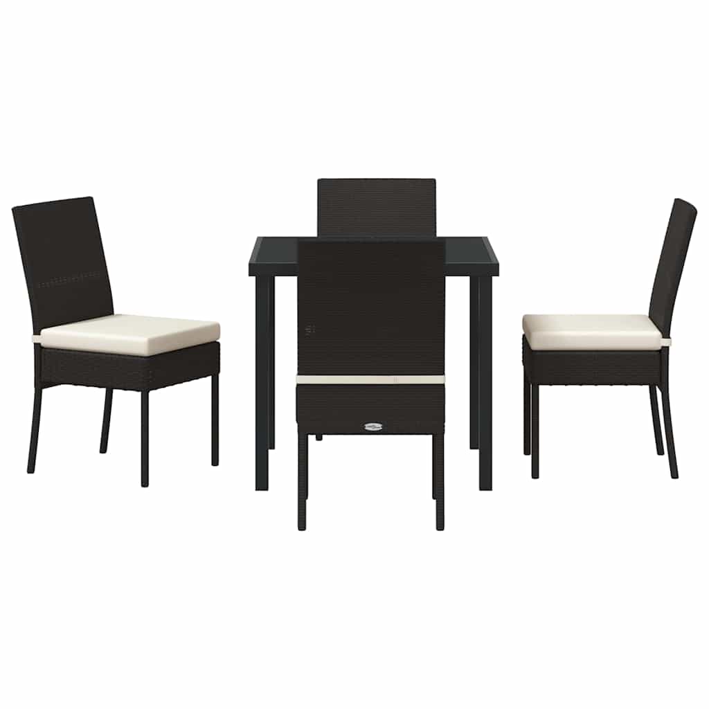 Have Spisebordssæt 5 pcs Sort Poly rattan