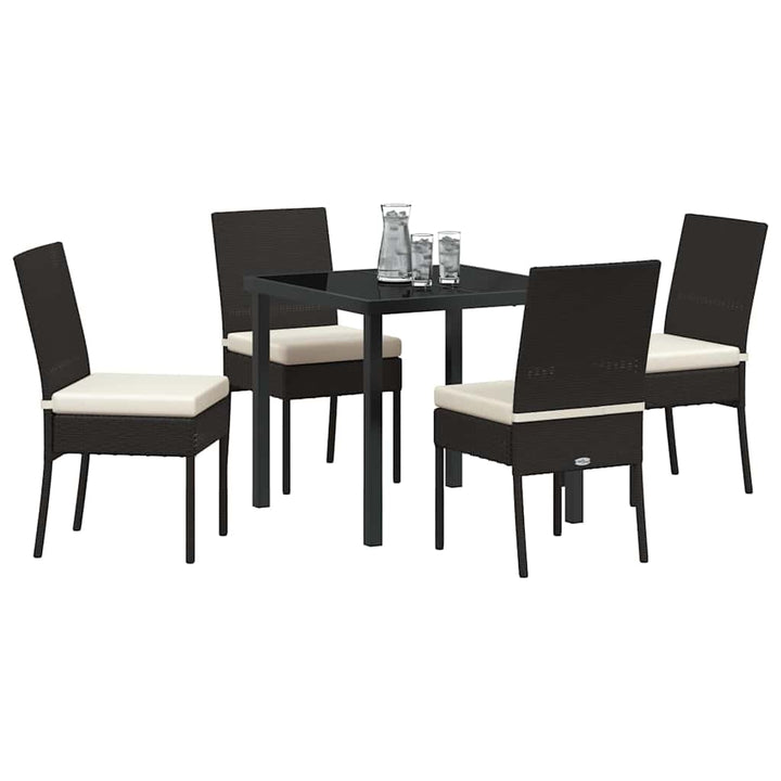 Have Spisebordssæt 5 pcs Sort Poly rattan