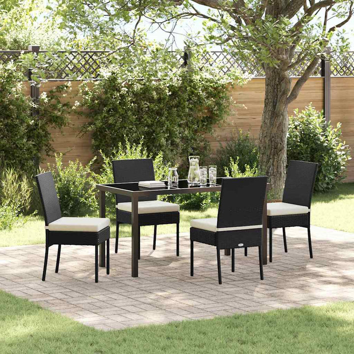 Have Spisebordssæt 5 pcs Sort Poly rattan