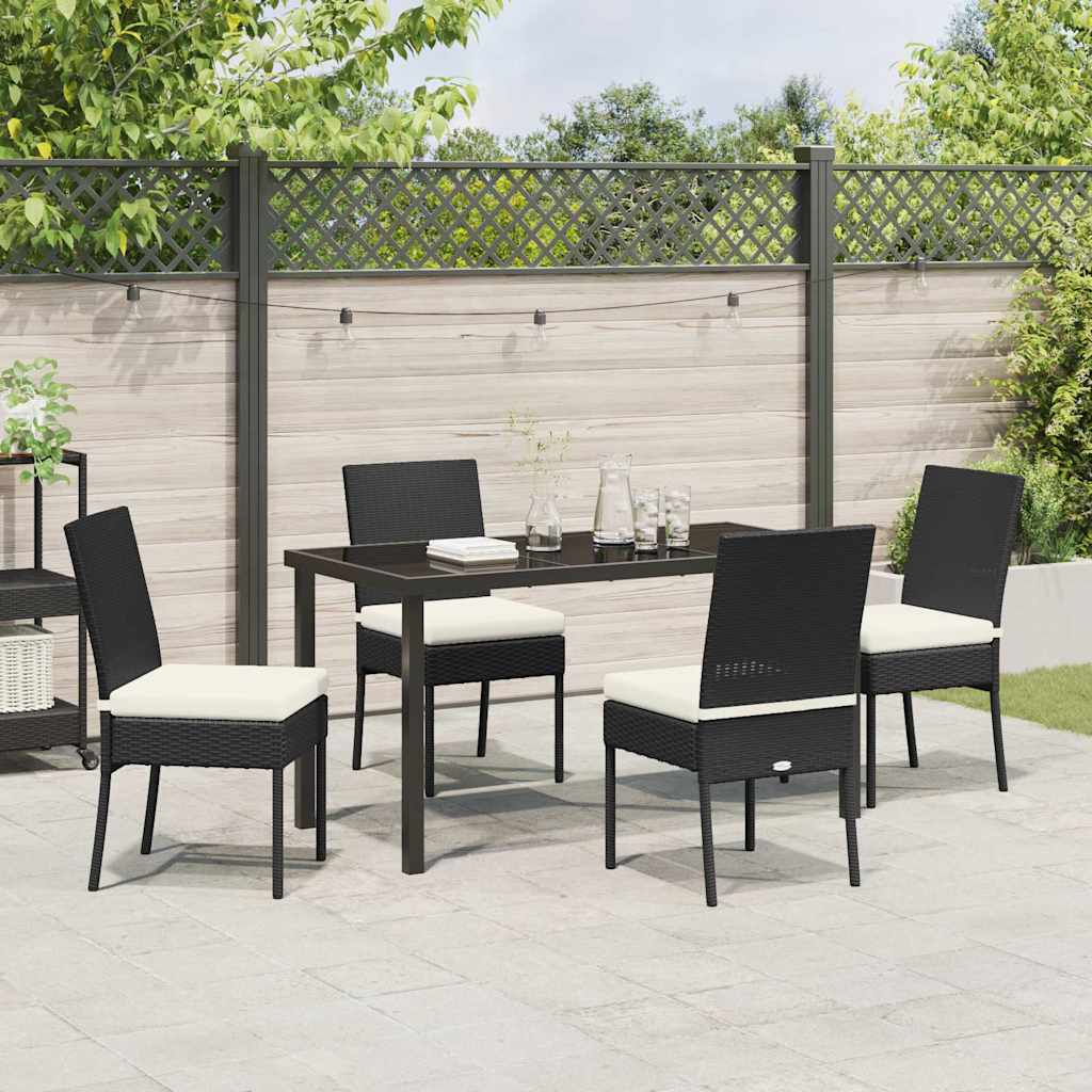 Have Spisebordssæt 5 pcs Sort Poly rattan