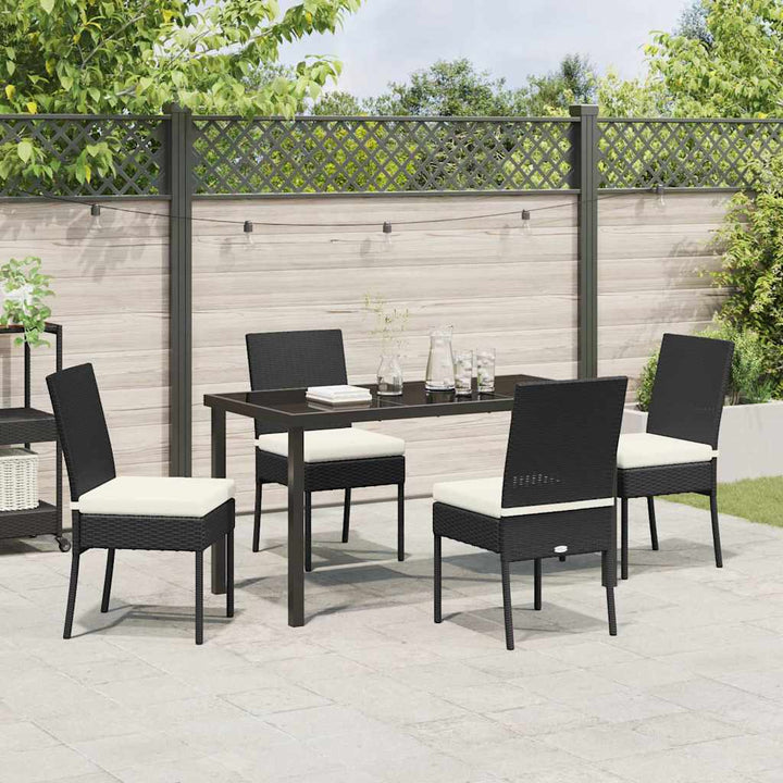 Have Spisebordssæt 5 pcs Sort Poly rattan