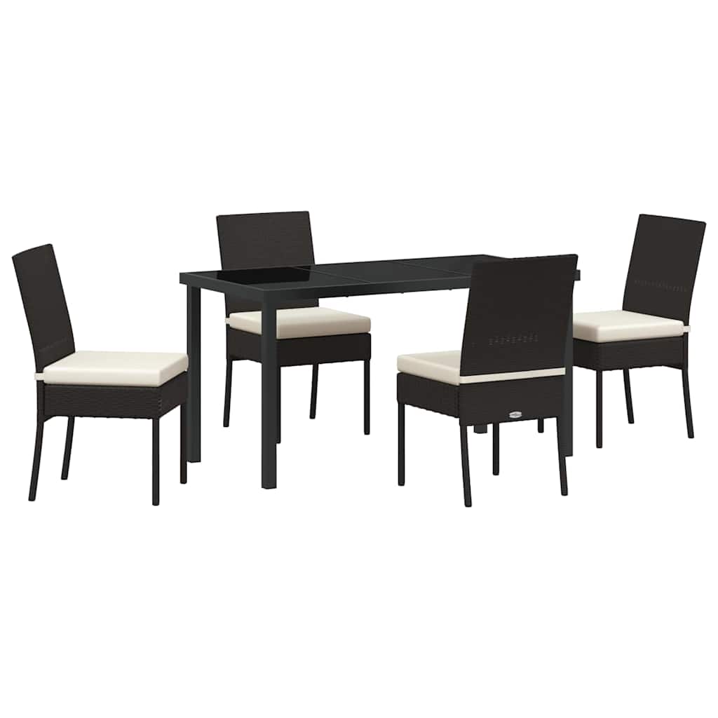 Have Spisebordssæt 5 pcs Sort Poly rattan