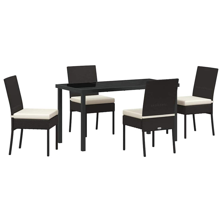 Have Spisebordssæt 5 pcs Sort Poly rattan