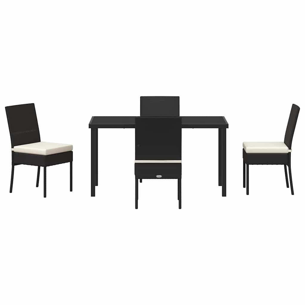 Have Spisebordssæt 5 pcs Sort Poly rattan