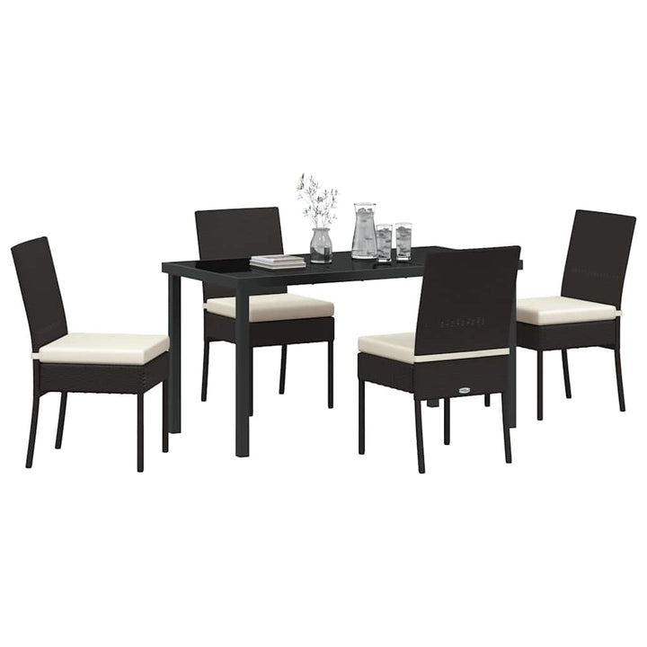 Have Spisebordssæt 5 pcs Sort Poly rattan
