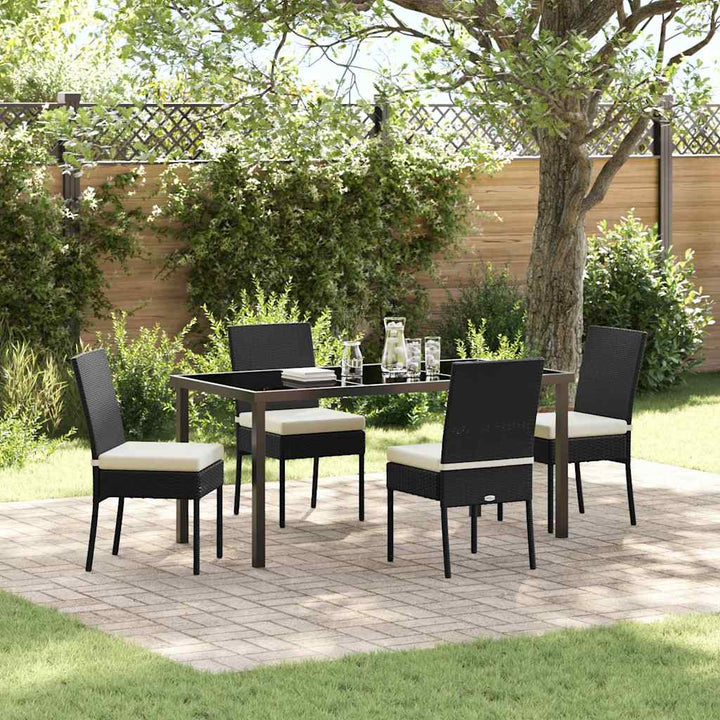 Have Spisebordssæt 5 pcs Sort Poly rattan