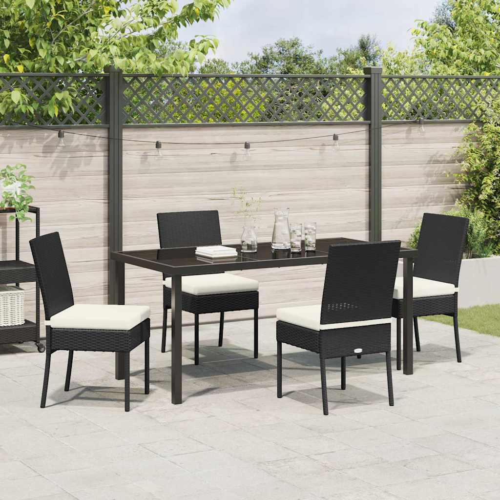 Have Spisebordssæt 5 pcs Sort Poly rattan