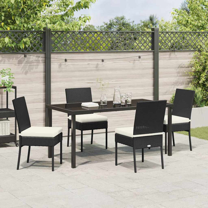 Have Spisebordssæt 5 pcs Sort Poly rattan