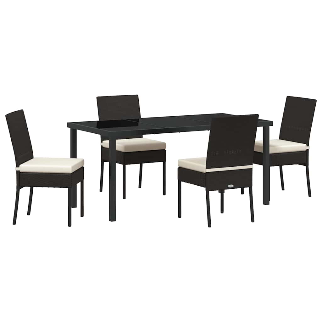 Have Spisebordssæt 5 pcs Sort Poly rattan