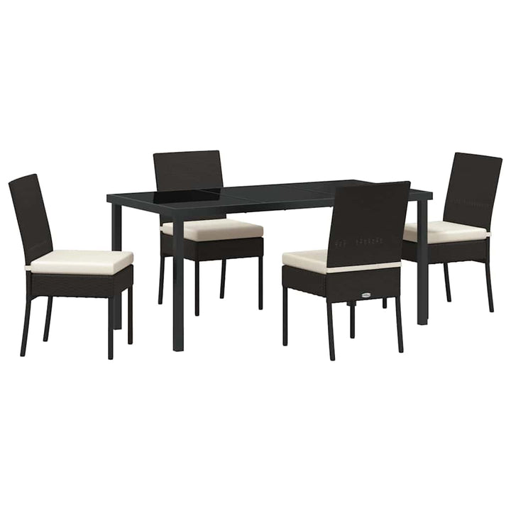 Have Spisebordssæt 5 pcs Sort Poly rattan